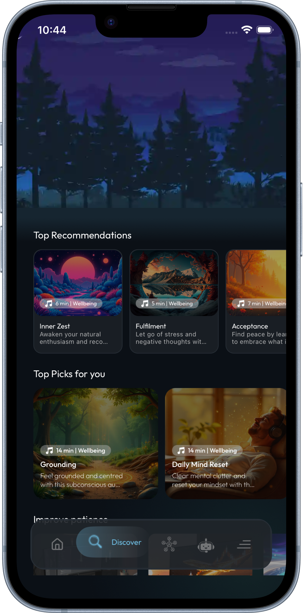 Discover · recommended sessions.
